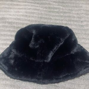 INC International Concepts Black Faux Fur Hat